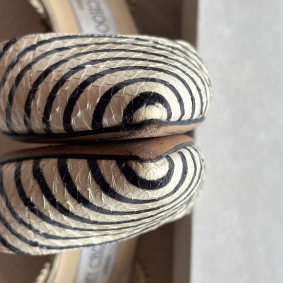 Jimmy Choo Tilly Off White/Black Striped Snake Skin Pump 37 - Picture 6 of 8